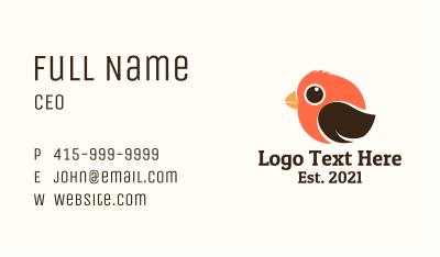 Cute Fluffy Bird Business Card Image Preview