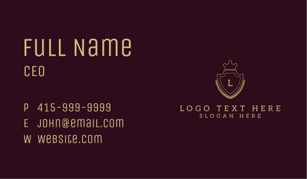 Royal Crown Shield Wreath  Business Card Design Image Preview