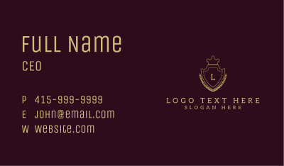 Royal Crown Shield Wreath  Business Card Image Preview