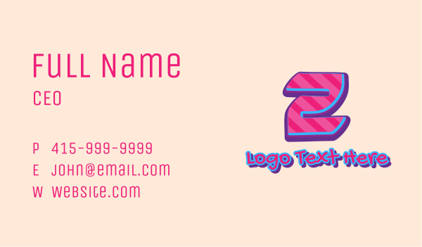 Pop Graffiti Number 2 Business Card Design Image Preview