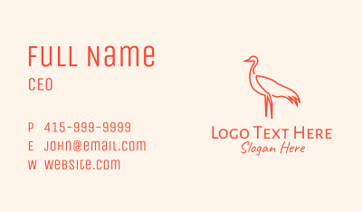 Orange Seagull Outline Business Card