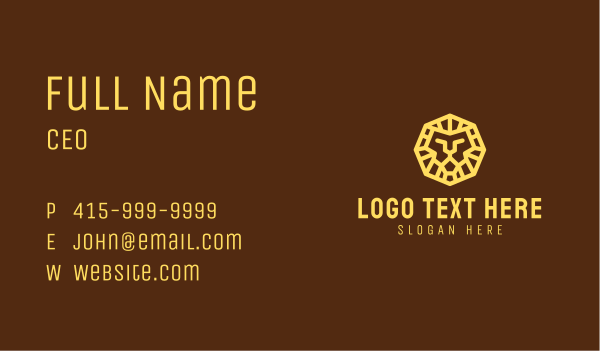 Yellow Geometric Lion Business Card Design Image Preview