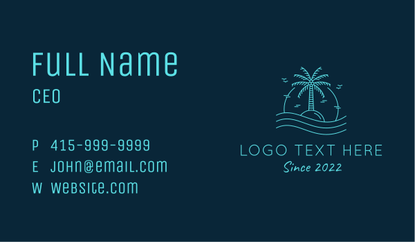 Sunset Island Beach Resort  Business Card Design Image Preview