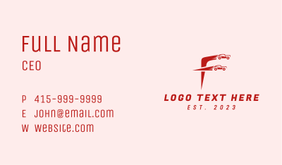 Car Driving Letter F Business Card Image Preview