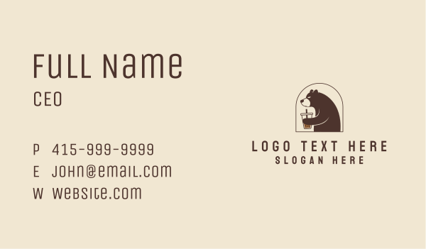 Boba Grizzly Bear Business Card Design Image Preview
