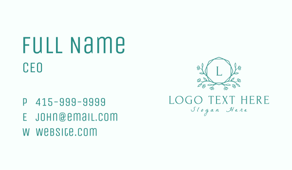 Green Botanical Wreath Letter Business Card Design Image Preview