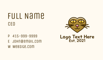Heart Cat Head Business Card Image Preview