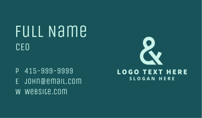 Green Ampersand Font Business Card Image Preview