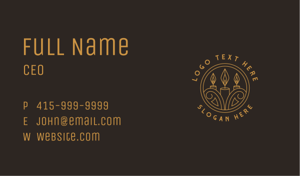 Candle Flame Emblem Business Card Design Image Preview
