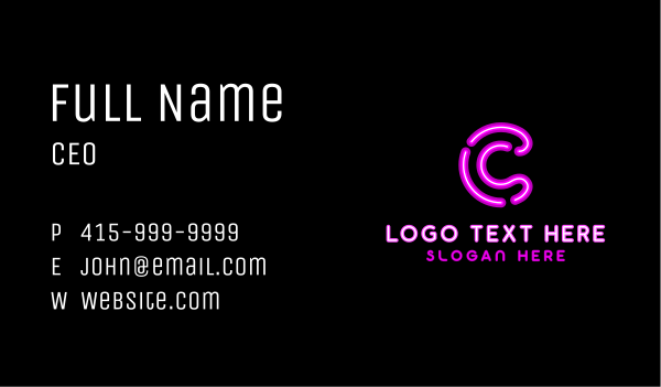 Glowing Purple Letter C Business Card Design Image Preview