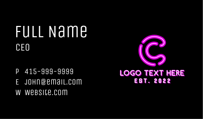 Glowing Purple Letter C Business Card Image Preview