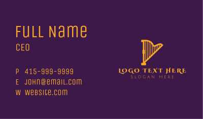 Golden Musical Harp Business Card Image Preview