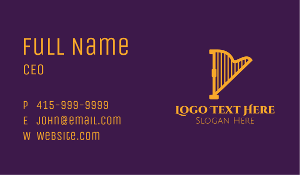 Golden Musical Harp Business Card Design