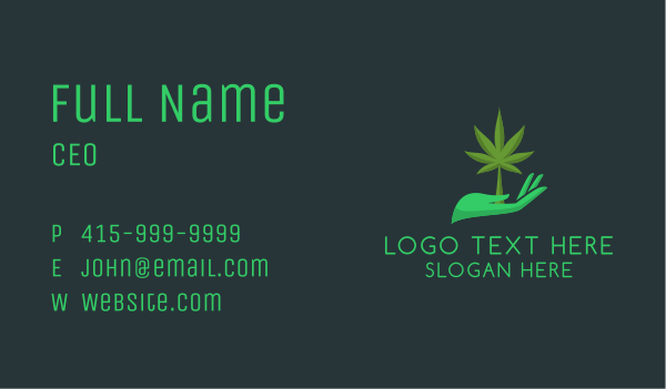 Medical Weed Hand  Business Card Design Image Preview