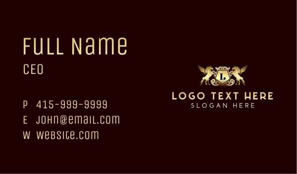 Royal Pegasus Crest Business Card Design Image Preview