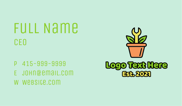 Wrench Pot Plant Business Card Design Image Preview