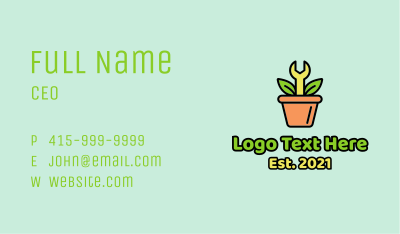 Wrench Pot Plant Business Card Image Preview