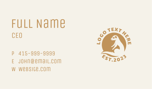 Meerkat Wild Zoo Business Card Design Image Preview