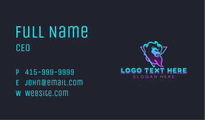 Neon Gaming Lion Business Card Image Preview