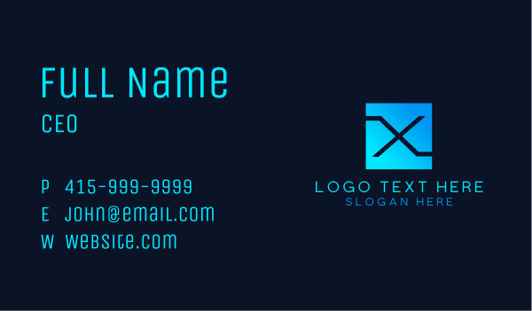 Cyber Tech Web Letter X Business Card Design Image Preview