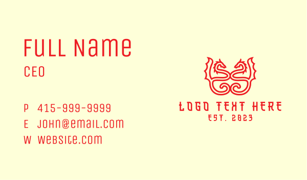 Red Dragon Line Art Business Card Design Image Preview