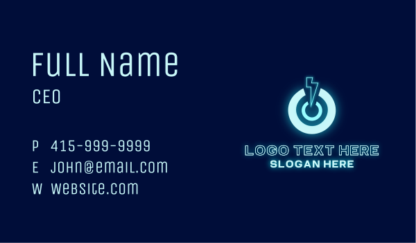 Power Lightning Glow Business Card Design Image Preview