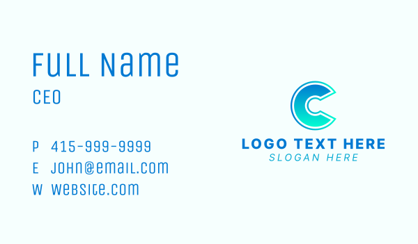 Blue Green Letter C Business Card Design Image Preview