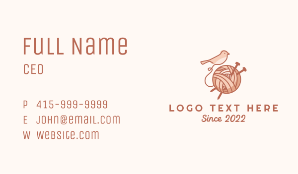 Sparrow Yarn Embroidery Business Card Design Image Preview