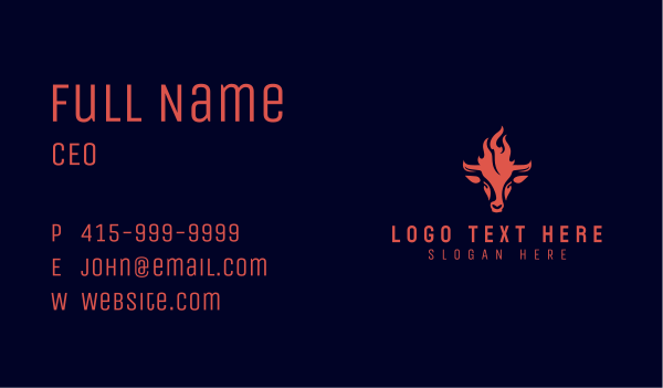 Flame Cow BBQ Grilling Business Card Design Image Preview