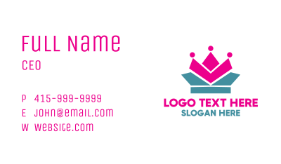 Pink Blue Geometric Crown Business Card Image Preview