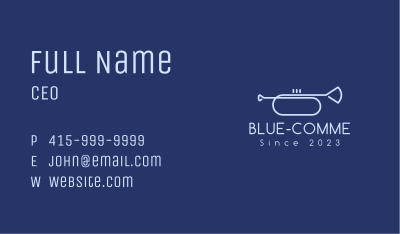 Blue Music Trumpet Business Card Image Preview