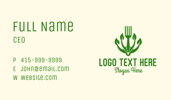 Organic Vegan Fork Business Card Design Image Preview