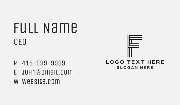 Creative Stripes Letter F Business Card Design Image Preview