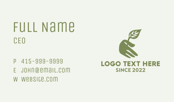 Plant Sprout Hand  Business Card Design