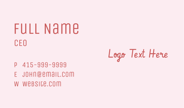 Pink Handwriting Wordmark Business Card Design Image Preview