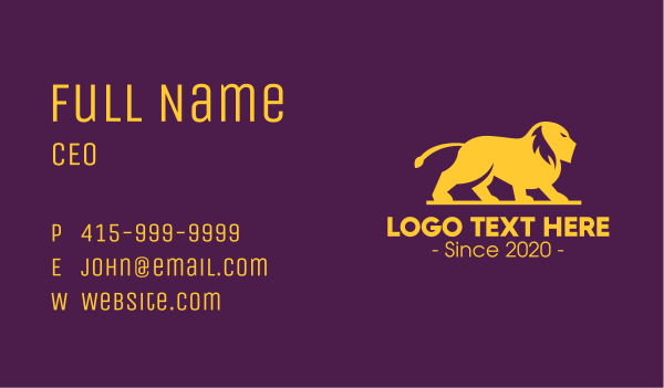 Elegant Golden Lion Business Card Design Image Preview