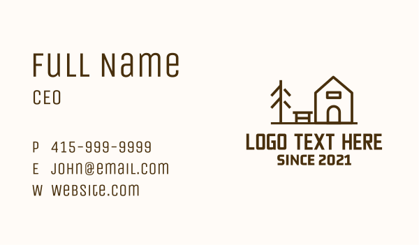 Minimalist Wooden Cabin Business Card Design Image Preview