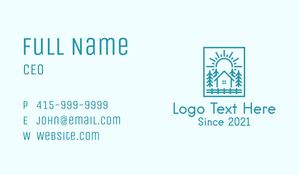 Teal House Ranch Business Card Design Image Preview