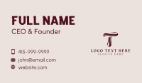 Classic Ribbon Letter T Business Card Preview