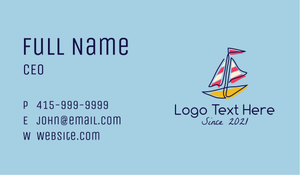 Colorful Sailboat  Business Card Design Image Preview