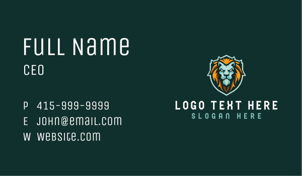 Lion Shield Gaming Business Card Design Image Preview