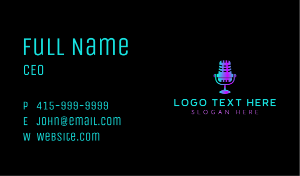 Radio Podcast Microphone Business Card Design Image Preview