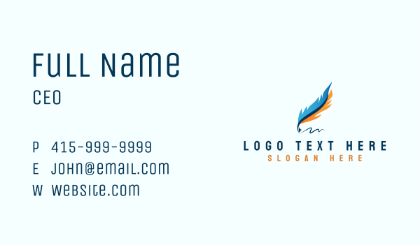 Writing Pen Feather Business Card Design Image Preview