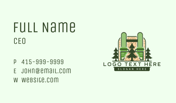 Chainsaw Lumberjack Pine Tree Business Card Design Image Preview