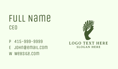 Green Tropical Hand Business Card Image Preview