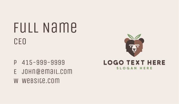 Bear Natural Leaves Business Card Design Image Preview
