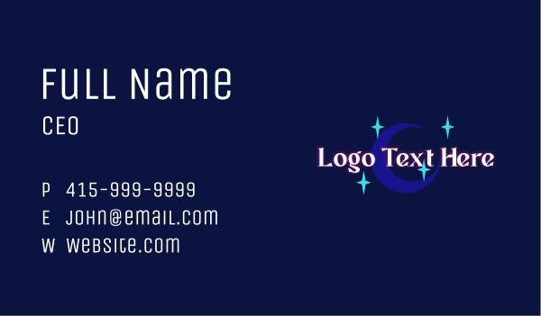 Moon Stars Glow Wordmark Business Card Design Image Preview