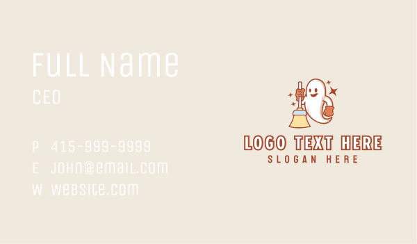 Broom Ghost Cleaner Business Card Design Image Preview