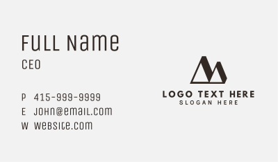 Black Triangle Letter M Business Card Image Preview
