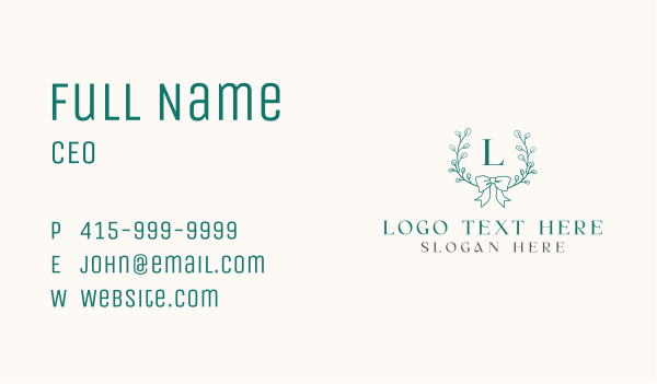 Ribbon Leaf Wreath Business Card Design Image Preview